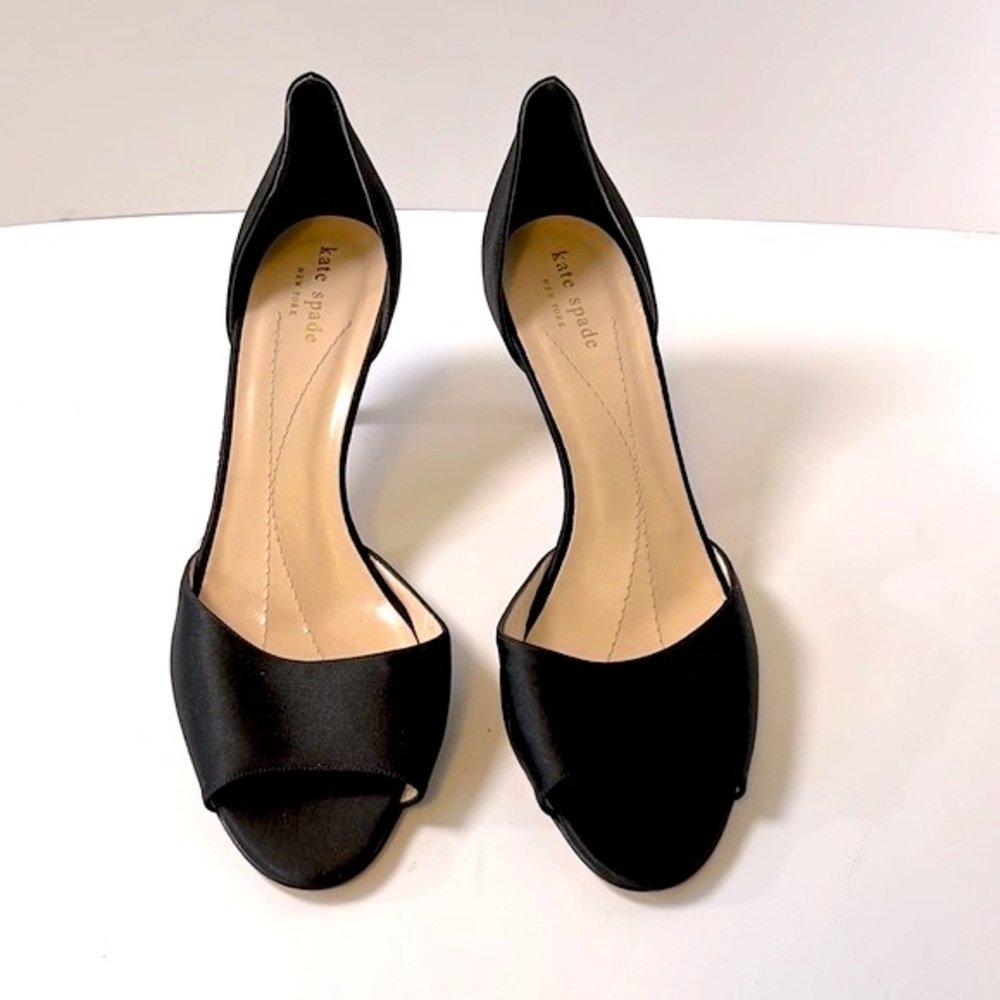 Kate Spade Open-Toe Low Heel Pumps, Black, size 9
